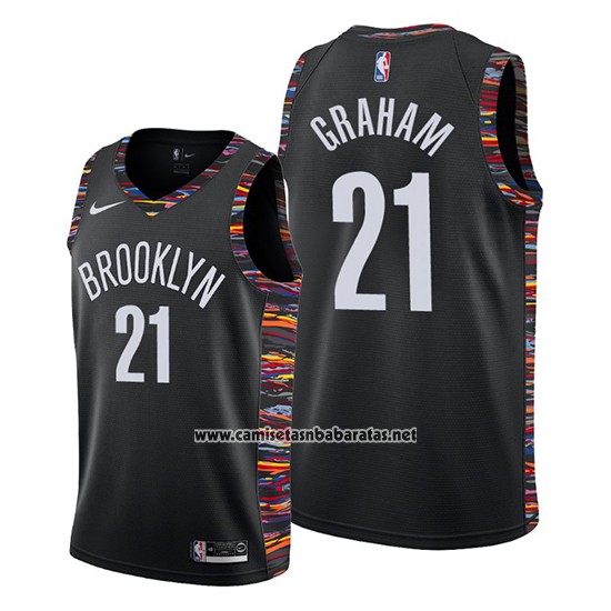 Camiseta Brooklyn Nets Treveon Graham #21 Ciudad Edition Negro